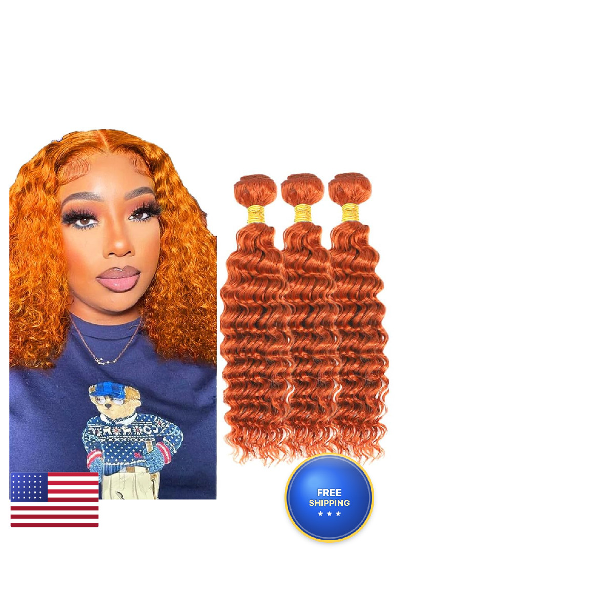 Mavkuvx 350 Ginger Orange Bundles Deep Wave Bundles Human Hair 18 18 18 Inch