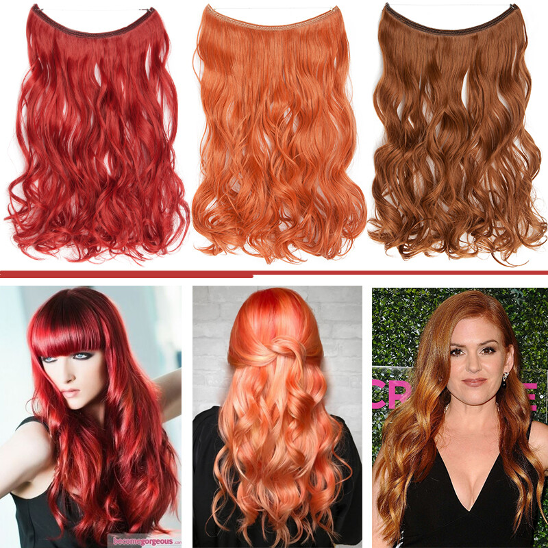 Hidden Long Invisible Band Wire In Thick One Piece Hair Extensions Mix As Human