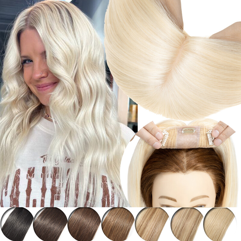 Topper 100% Real Human Hair Top Toupee Hairpiece Thick Clip In Silk Women Wiglet