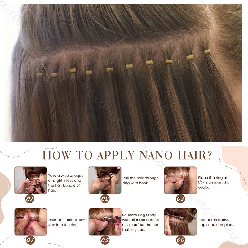 300PCS THICK 100% Remy Human Hair Extensions Nano Ring Micro Loop Beads Tip Hair