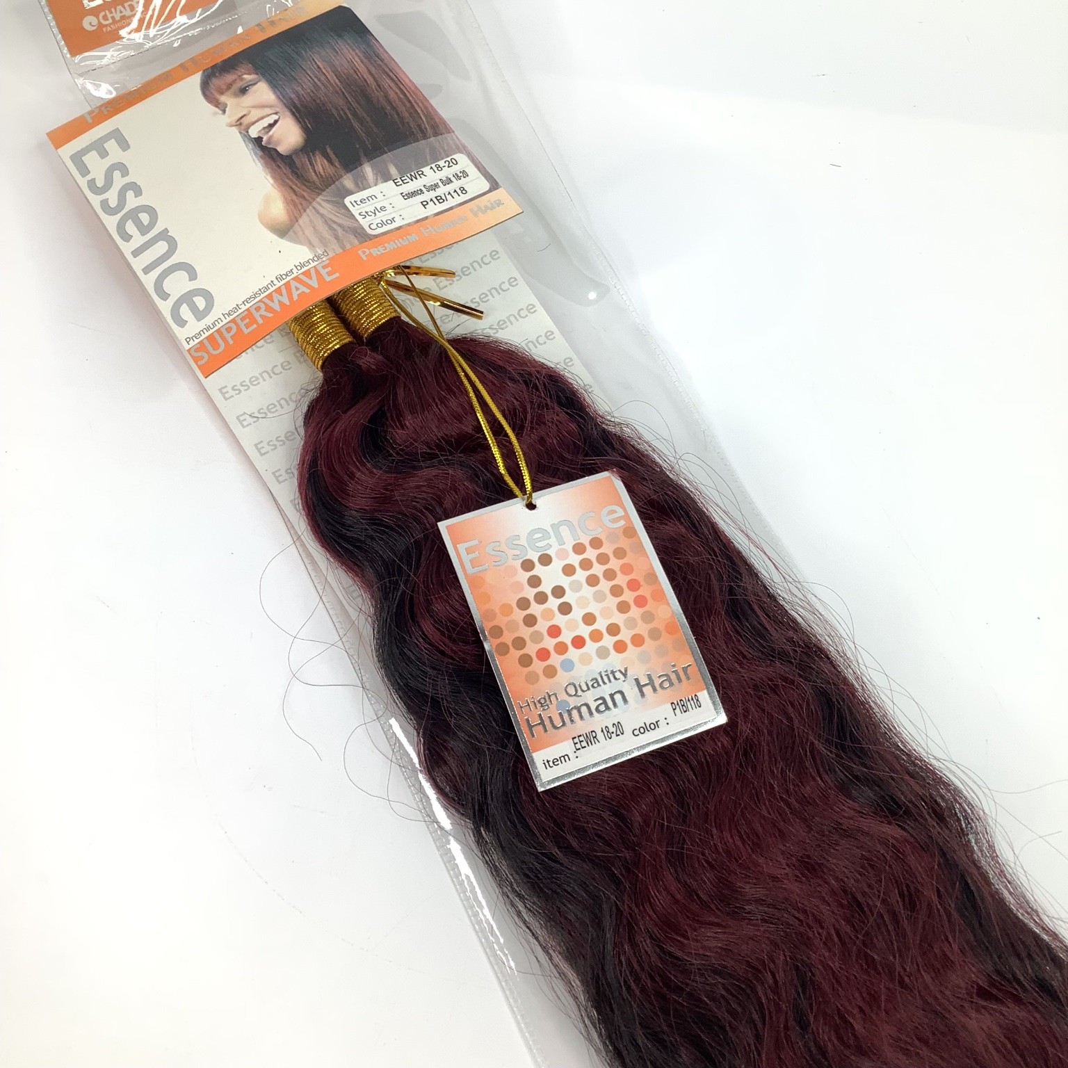 Essence Superwave Human Hair Blended Bulk Extensions P1B/118 Burgundy 18-20″
