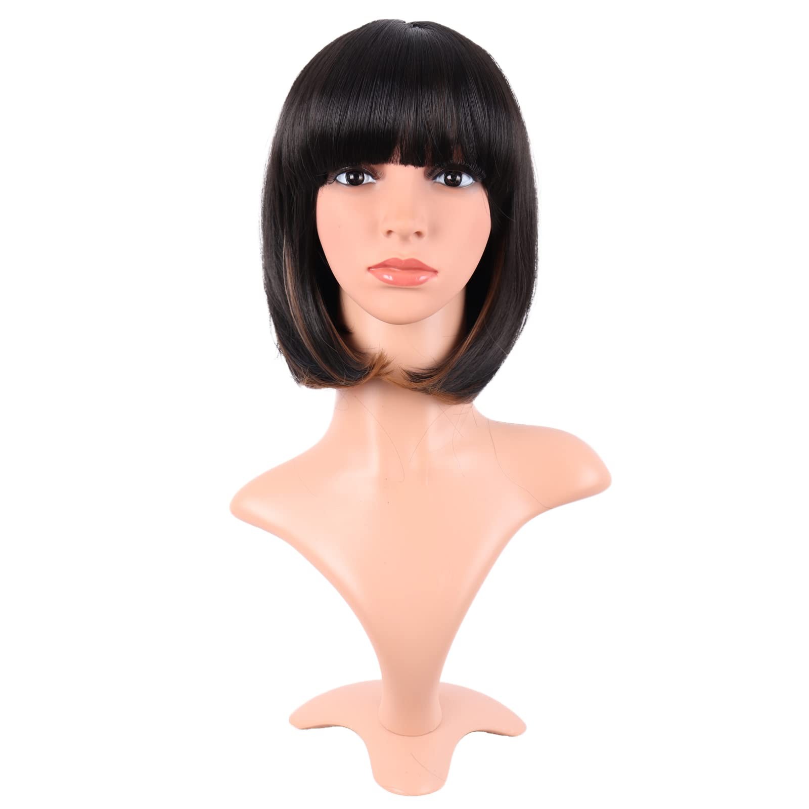 12 Inch/30cm Fashion Lady Short Straight Flat Bangs Bob Wig