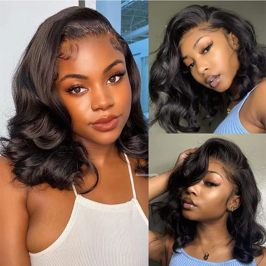 Short Wavy Silk Base Full Lace Human Hair Wig Pre Plucked Silk Top Lace Wig