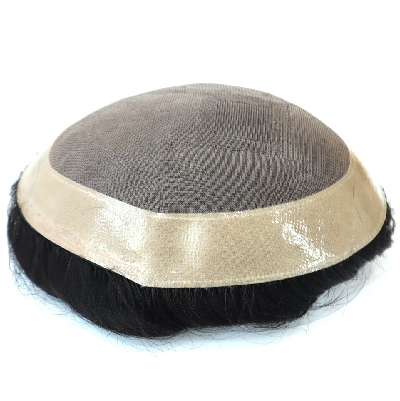 Mens Toupee Human Hair Replacement System Fine Mono Poly Skin Hairpiece 6×9 #1B