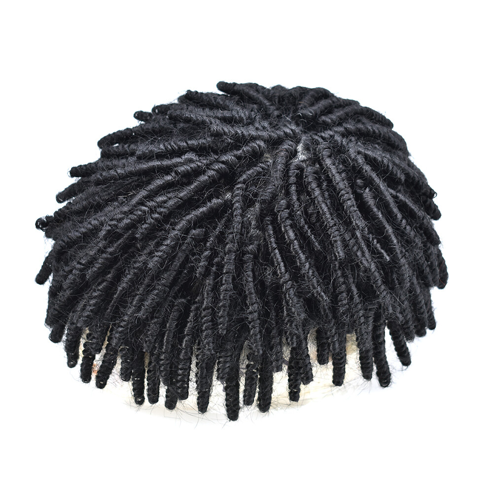 Afro Kinky Twist Crochet Braids Hair for Men Human Hair Piece System Mens Wigs