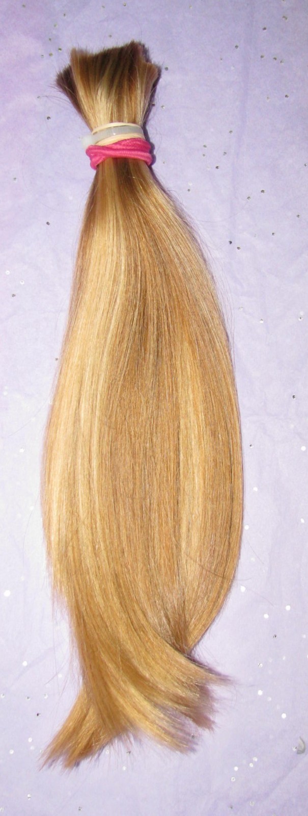 HUMAN HAIR HAIRCUT 12 INCH 2.6oz THICK BLONDE BLEND PONYTAIL REBORN DOLLS T43