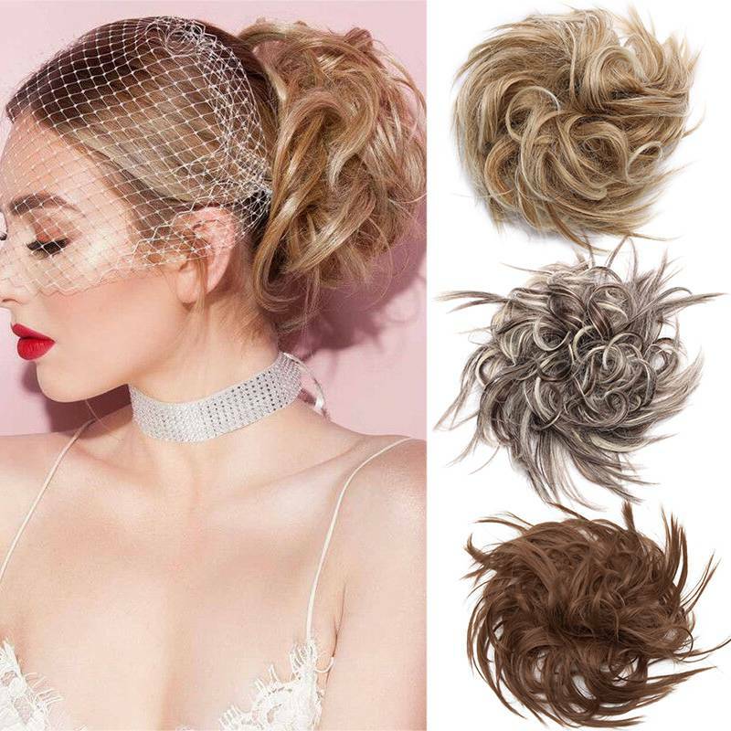 Real Large 100% Natural Scrunchie Hair Messy Bun Hair Extension As Human Chignon