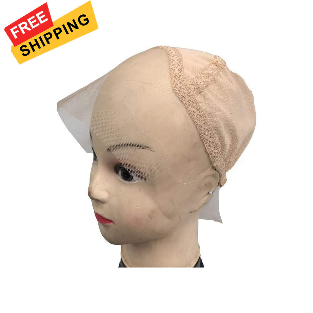Lace Front Wig Cap for Making Wigs with Adjustable Strap Glueless Beige