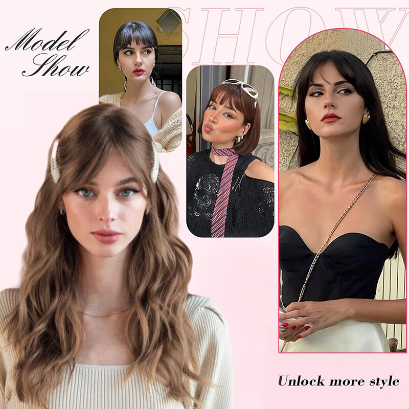 Clip in Bangs with Temples Air Bangs Hairpieces 100% Real Human Hair Extensions