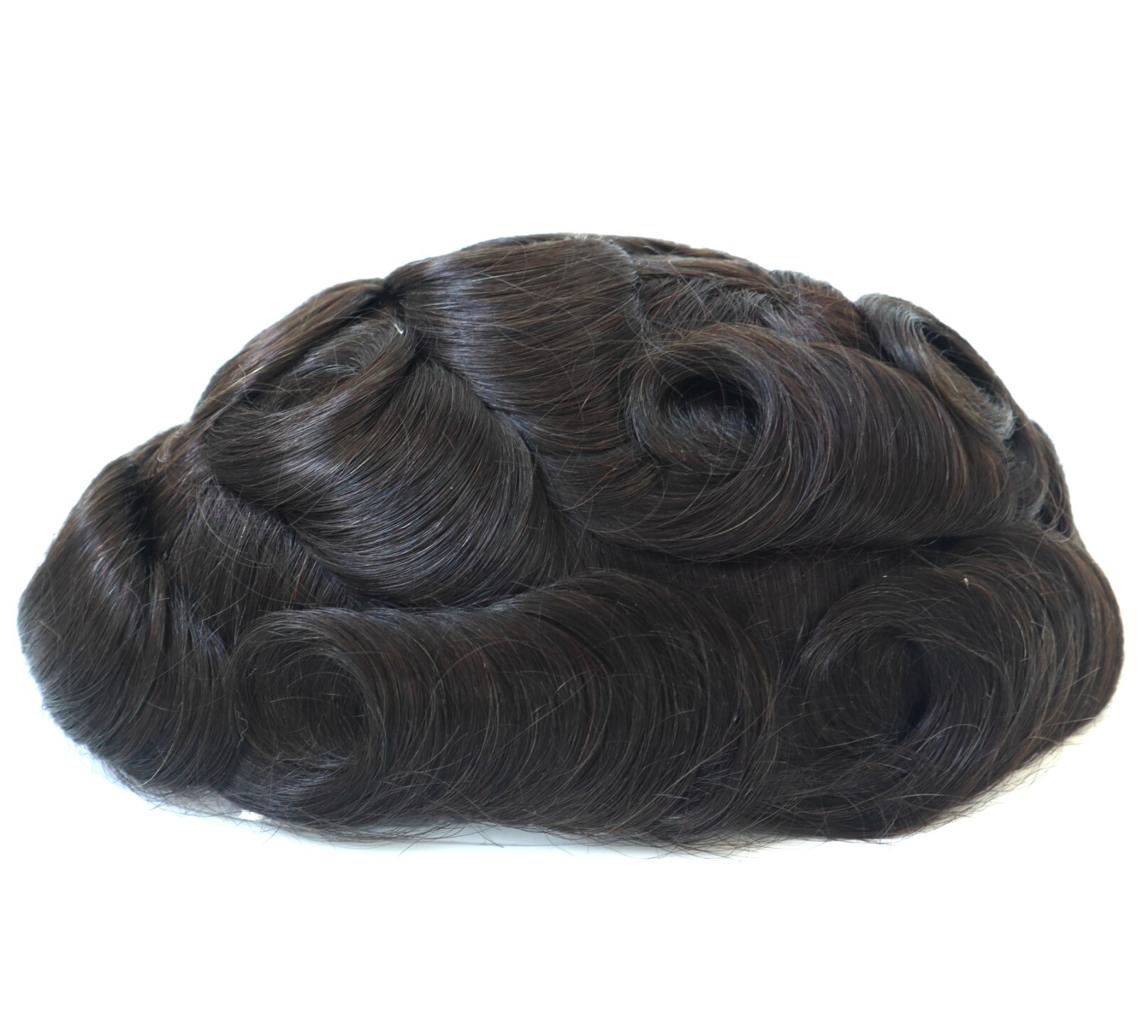 Mens Human Hair Replacement System Unit 0.08 Thin Skin Knotted Toupee Hair Piece