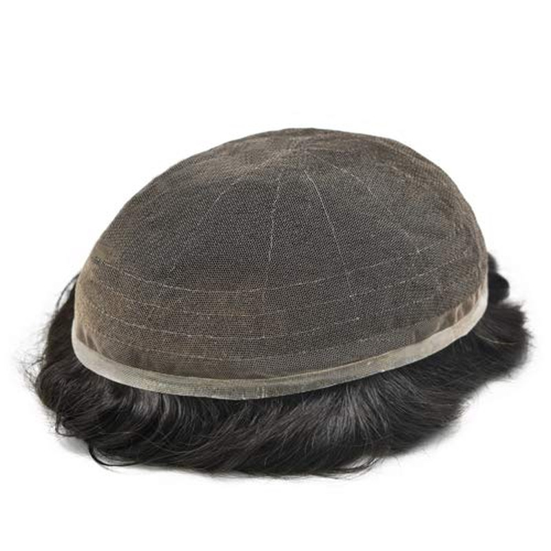 Mens Hair Piece Full French Lace Real Human Replacement System Hair Breathable T