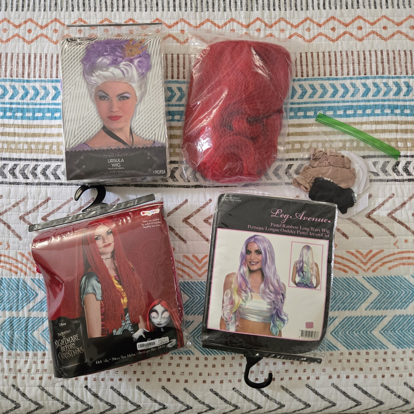 LOT COSTUME WIGS DISNEY VILLAINS URSULA ARIEL SALLY LEG AVENUE PASTEL RAINBOW