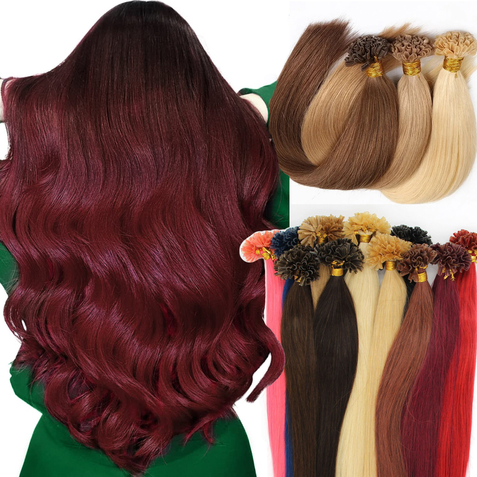 Pre Bonded U Tip Real Human Hair Extensions Keratin Fusion Nail Tip Remy Hair 1g