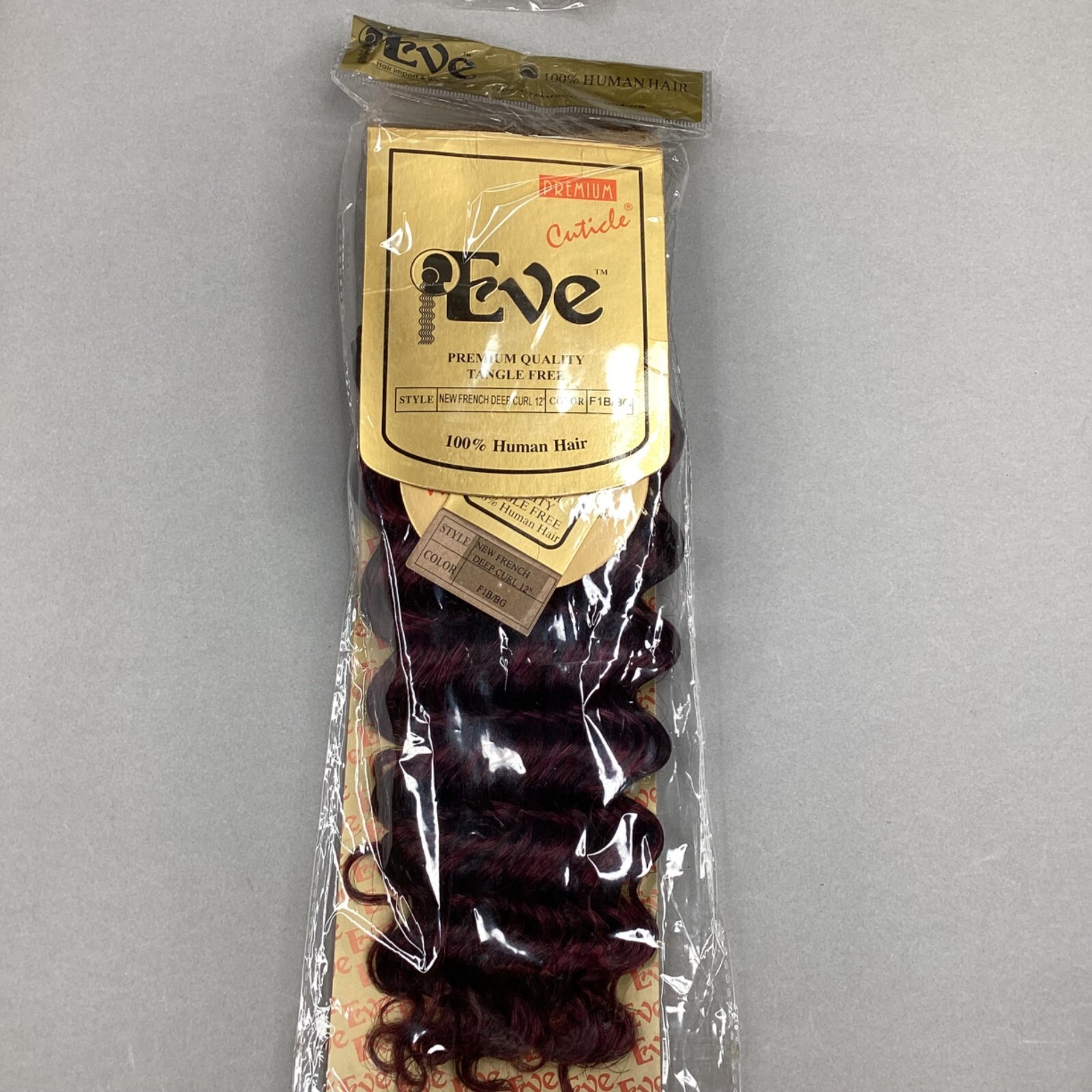 12” French Deep Curl #F1B/BG Black & Burgundy 100% Human Hair Track Extensions