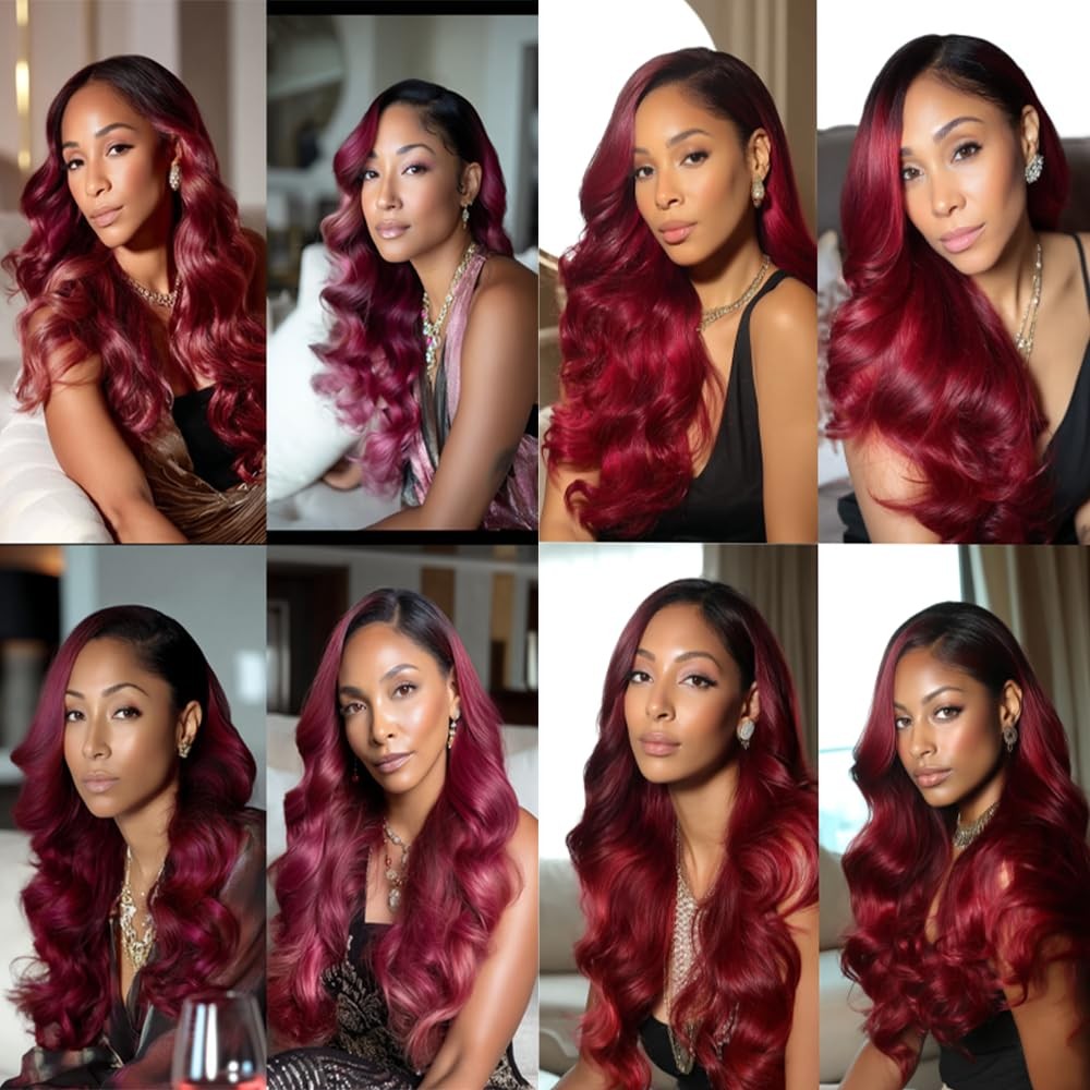 Incapcorp Billtiiww 1B99J Body Wave Bundles Black To Burgundy 10 12 14 Inch
