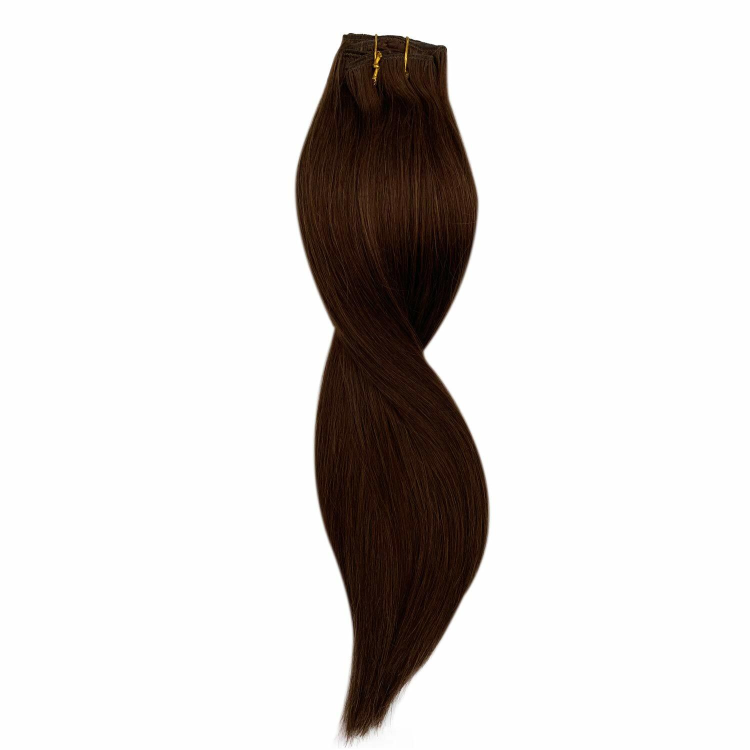 Clip in Hair Extension Medium Brown Quality Human Hair Clip on Extensions 120g
