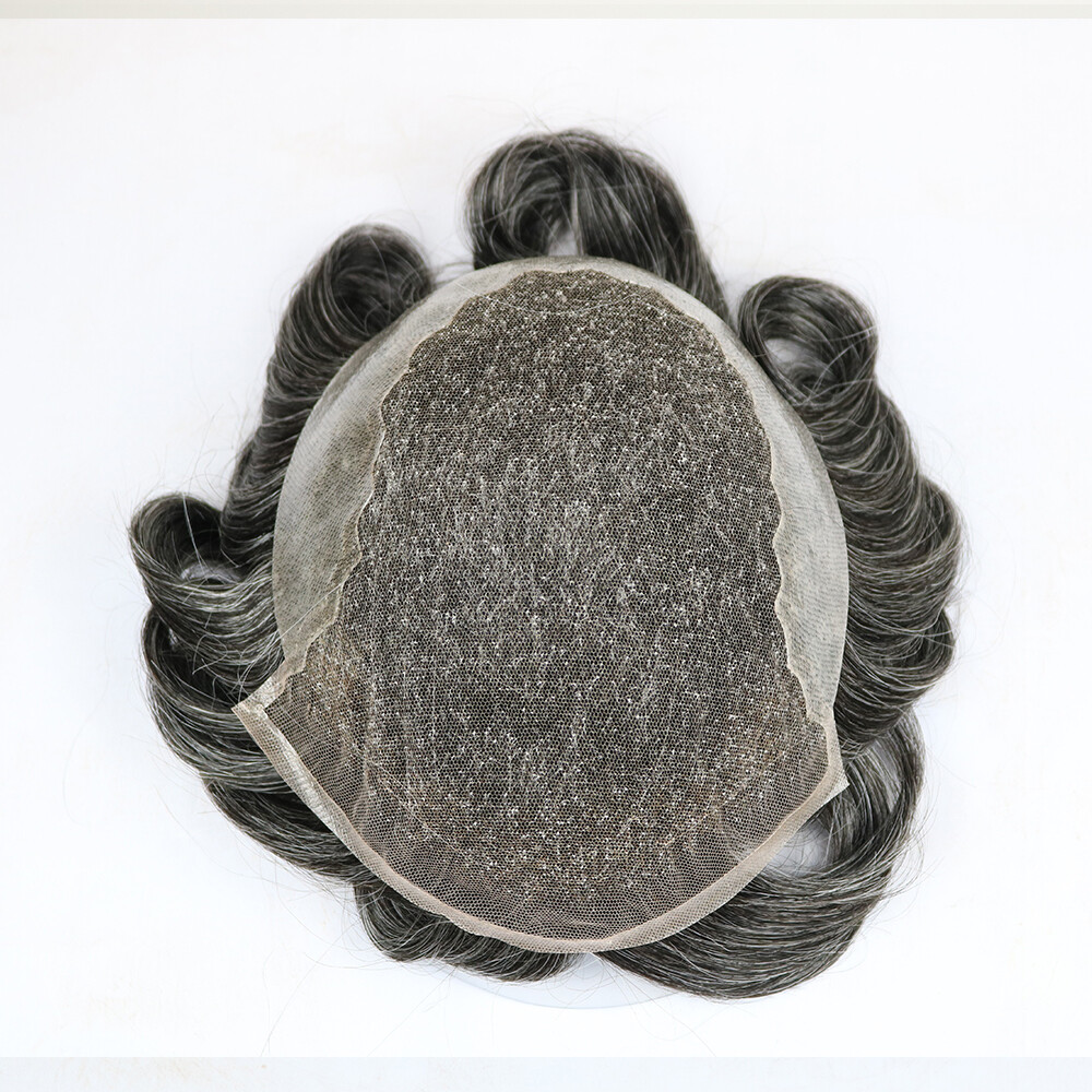 French Lace Front Mens Toupee Natural Hairline Human Hair System For Men Poly Sk