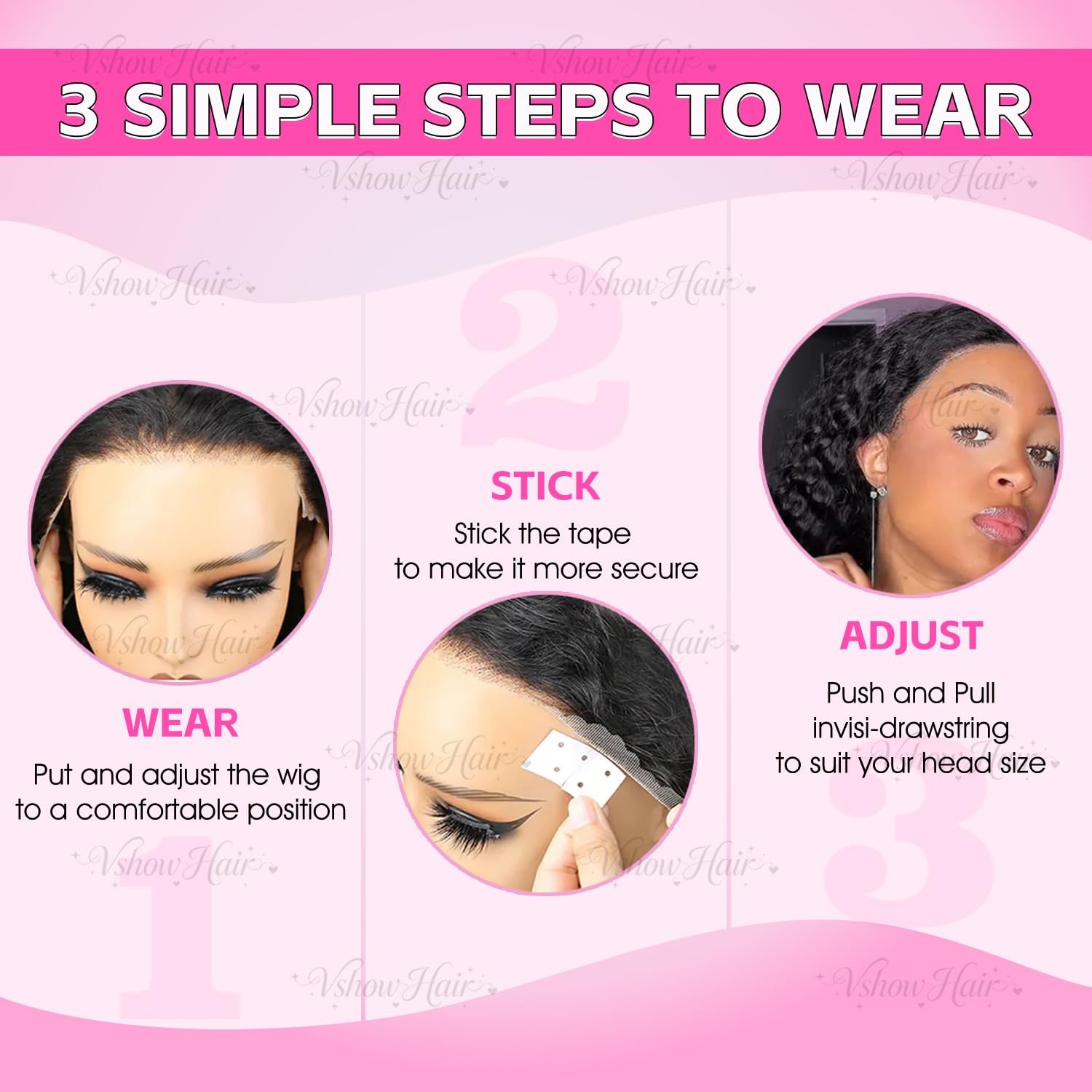 V SHOW Hidden Strap 360 Lace Front wig Human Hair with Water wave Glueless Wi…