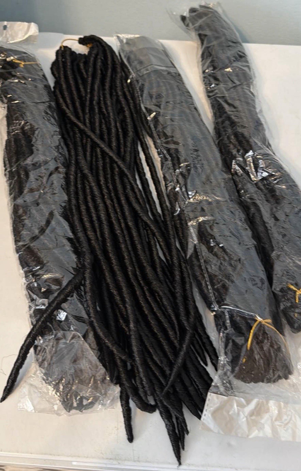 Black Synthetic Pre-Looped Curly Dreadlock Hair Extensions 21-30in for Women