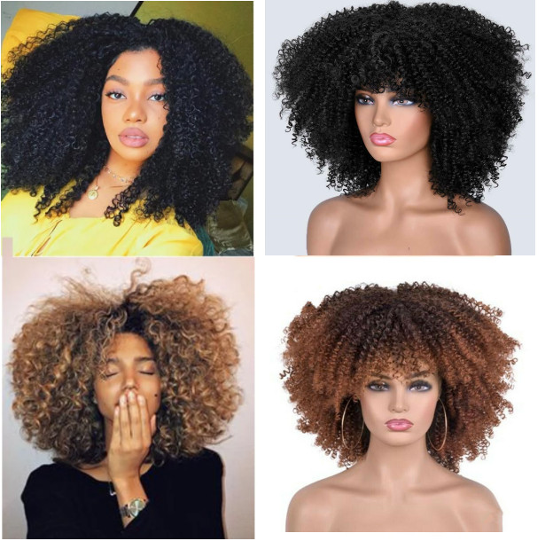 Short Blonde Brown Pink Gray Wigs Kinky Curly Wigs for Black Women Party Dating