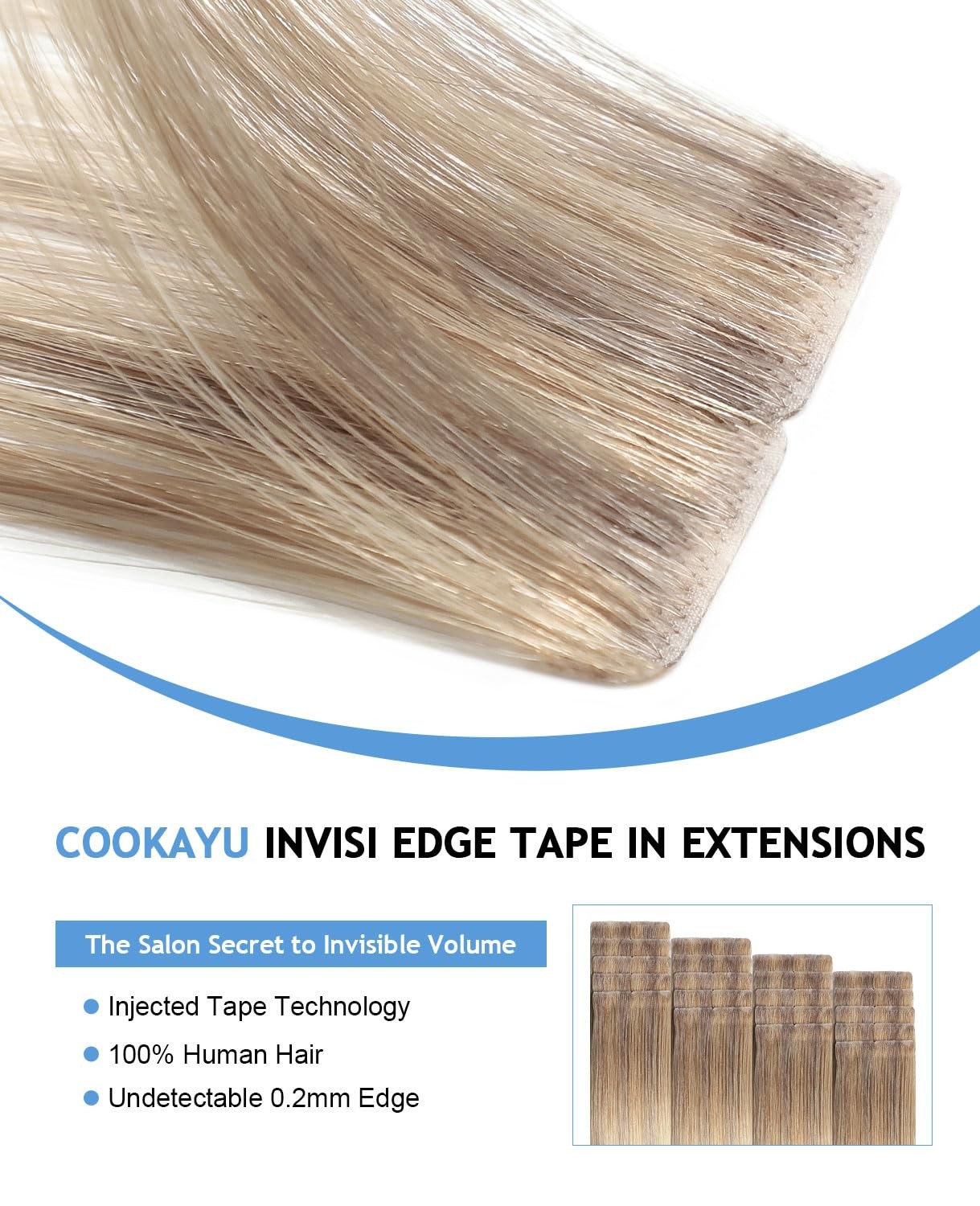 Cookayu Invisi Edge Tape In Extensions Human Hair Ash Brown To Blonde And Ash