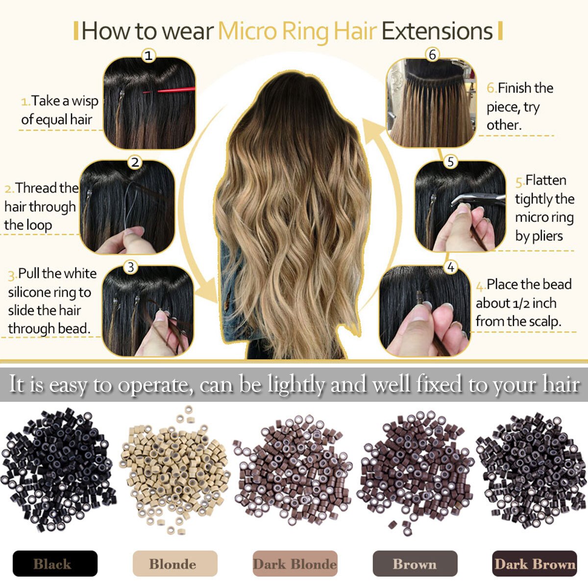 5mm 3mm 6mm Silicone Lined Micro link nano Ring Crimp Beads for Hair Extensions