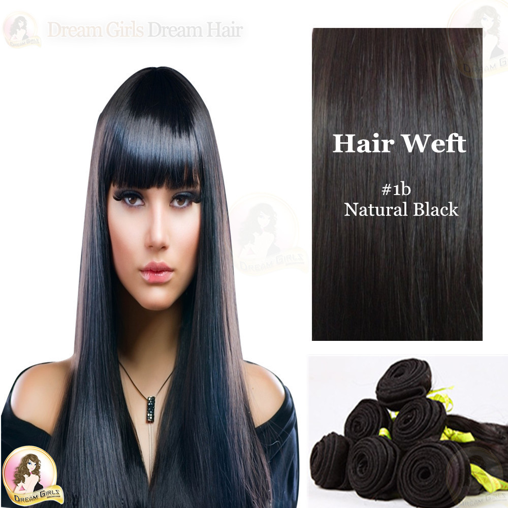 24″ European 100% Human Weft Hair Extensions Double Drawn 50g Black/Brown/Blonde