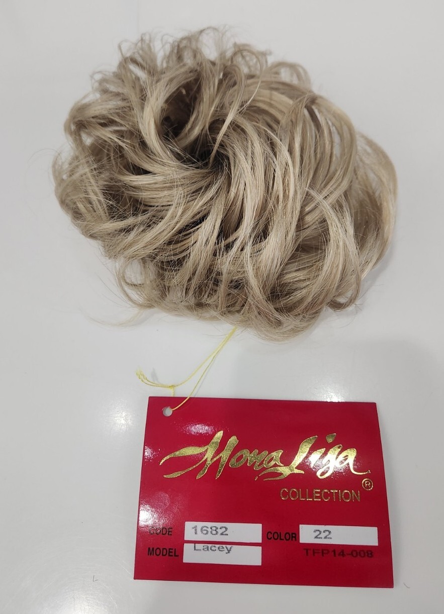 3.5″ Curly Scrunchie Ponytail Synthetic 22 Champagne Blond Messy Bun