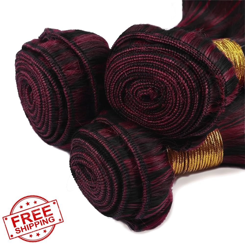 SUHKRPT 16 18 20 Inch Burgundy Highlight Bundles