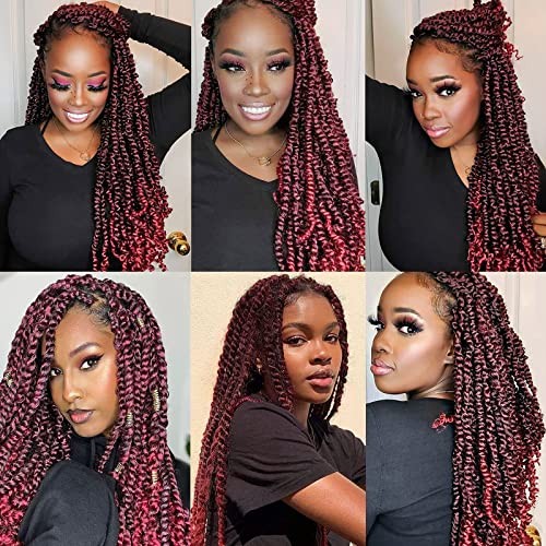 Passion Twist braided Wigs for Black Women Full Lace knotless Ombre Burgundy