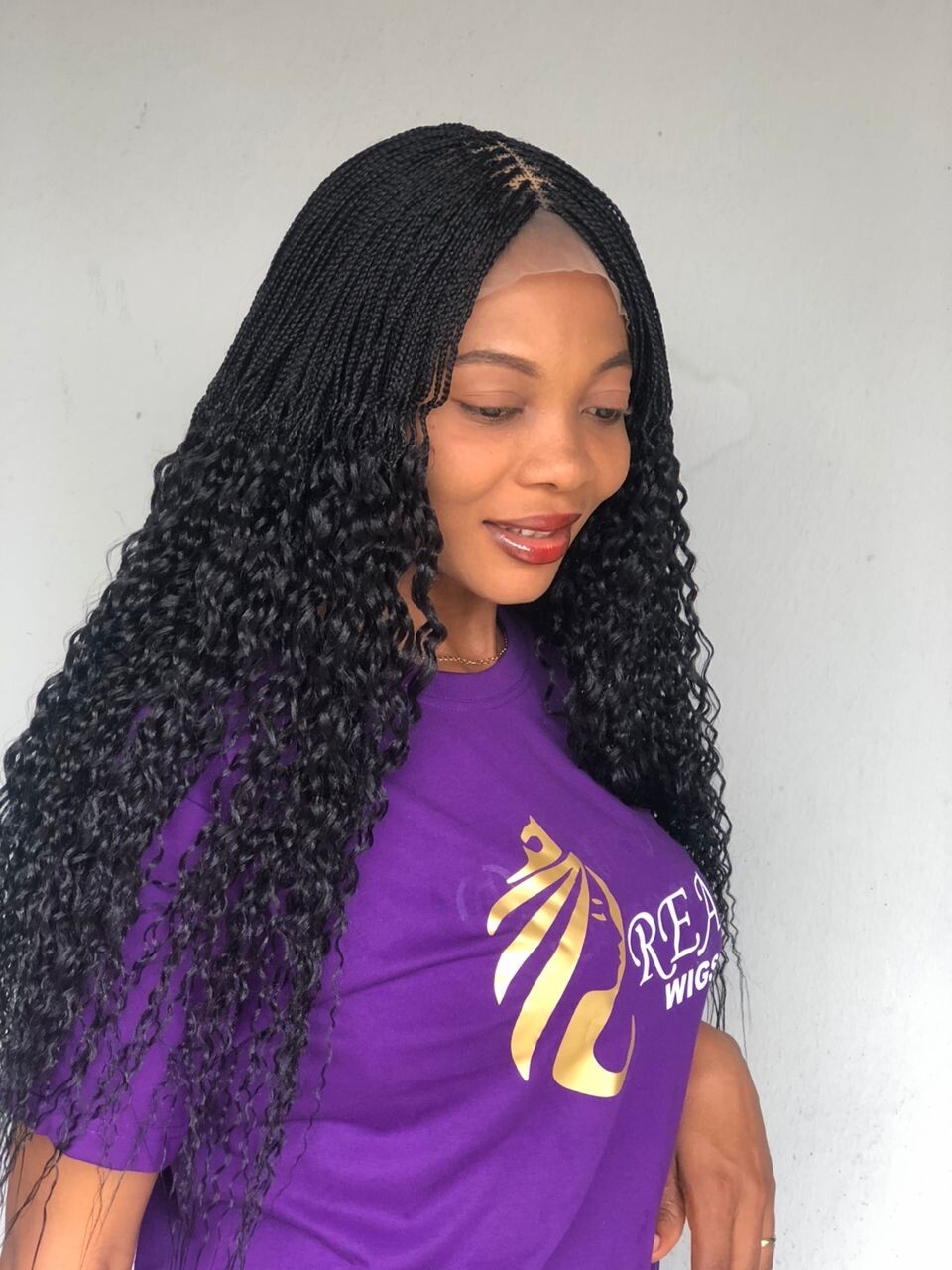 Braided Water Wave Wig. Made on a full lace wig.length is 24inches Long.black.