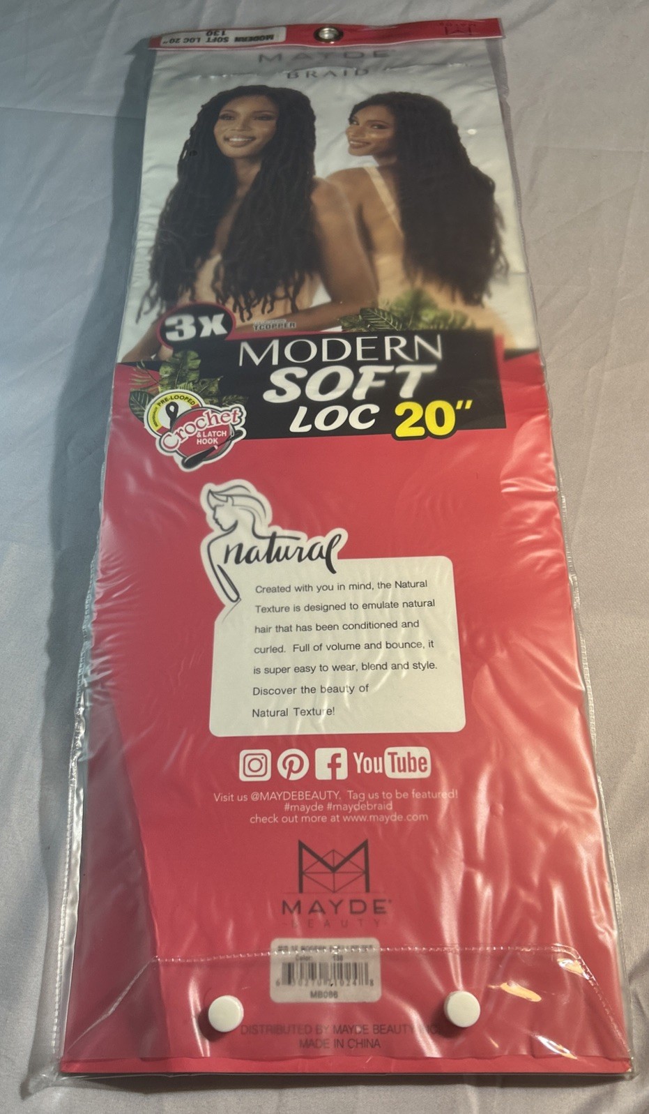 Mayde Beauty 3X Modern Soft Loc 20” Crochet Braid Color 130 Burgundy NEW