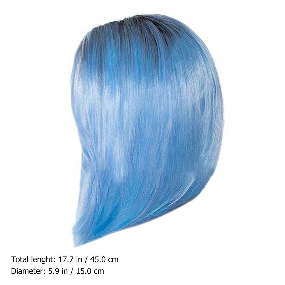 1Pc High Temperature Wire Wig For Cosplay Blue Short Straight Fashion Wig