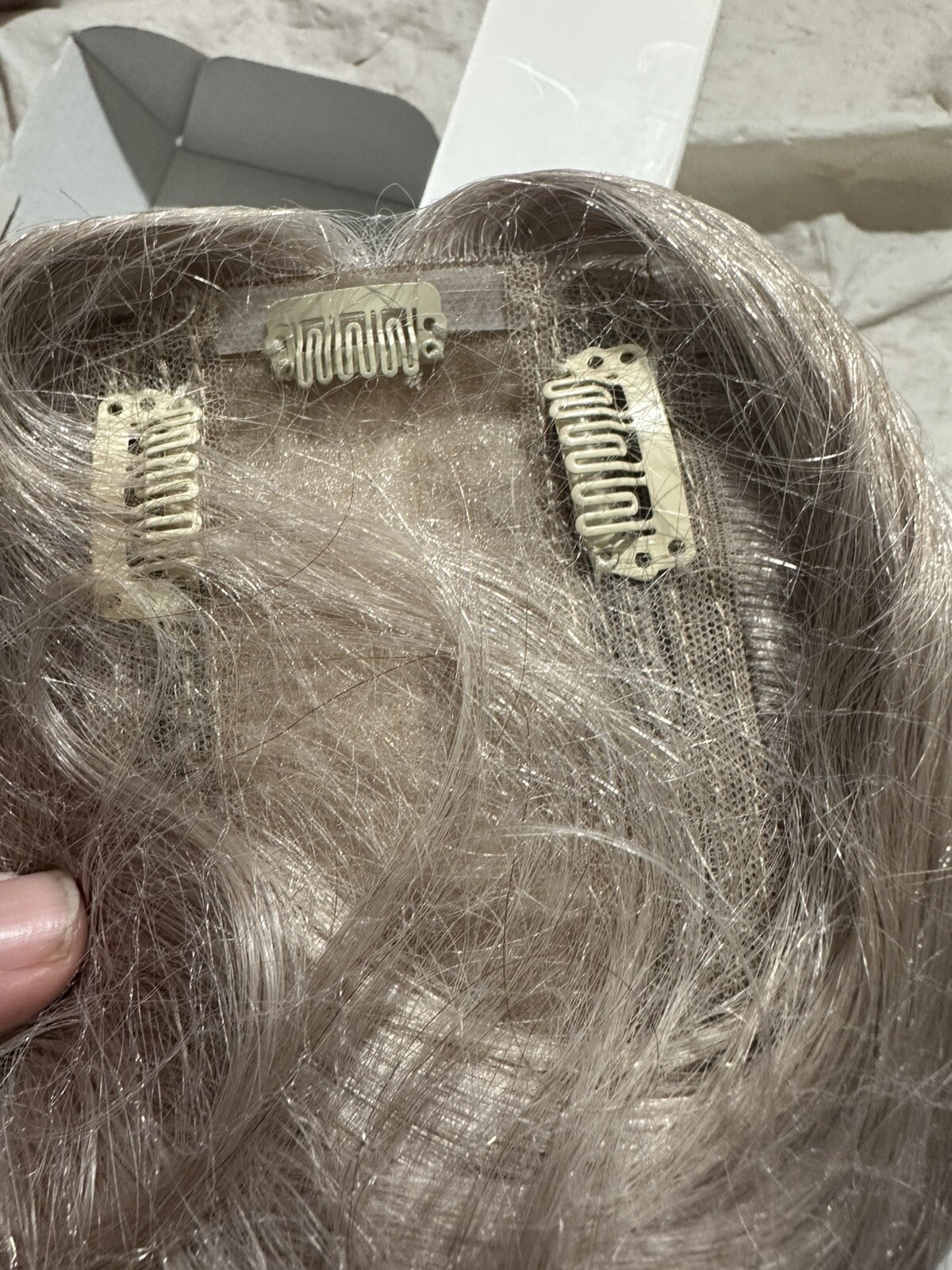14in Topper For Thinning Hair 5.1×2.8″ Silk Base Clip in Remy Hairpiece Grey Cl3