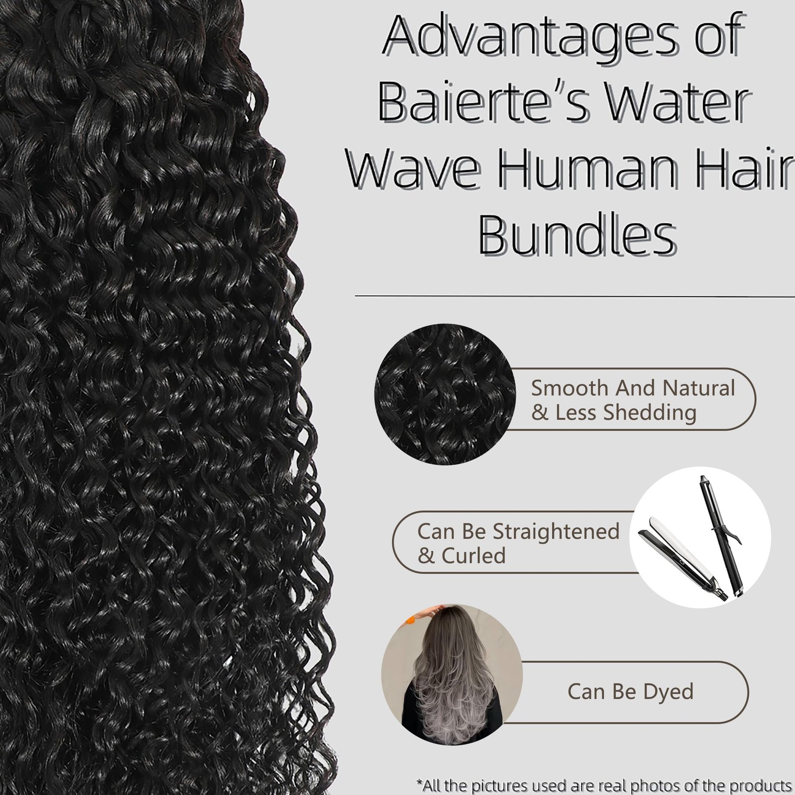 Baierte Water Wave Human Hair Bundles 100 Brazilian Virgin Hair 22 24 26 Inch