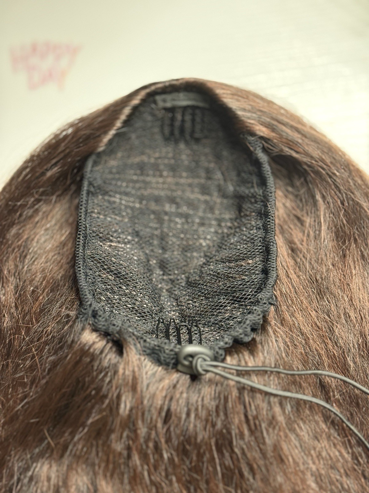 Soft Brown Wig with Red Undertone Slightly Wavy Medium Length Natural Look