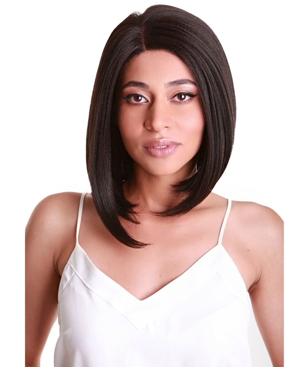 Keda Straight 9.5″ Long 4X4 Hand-Tied Lace Front Wig, Good Heat Resistant Fiber