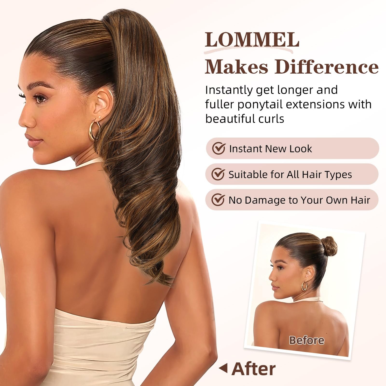 Claw Clip Ponytail Extension 18 Inch Brown Black Wavy Curly – Easy to Wear