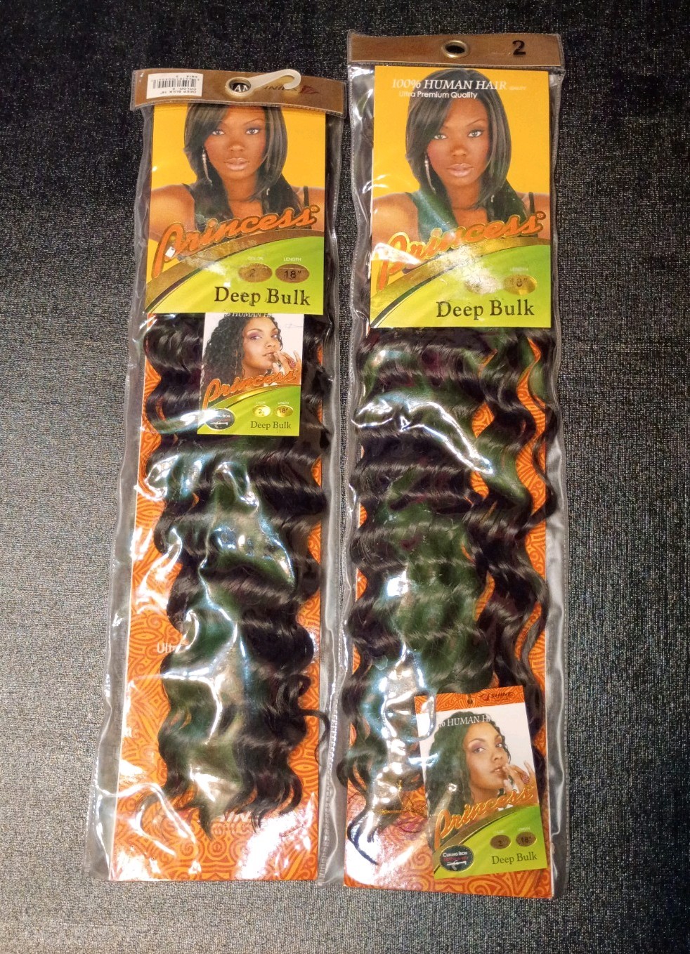 Princess Tangle Free 100% Human Hair 18″ Extensions Deep Bulk Color 2 NWT