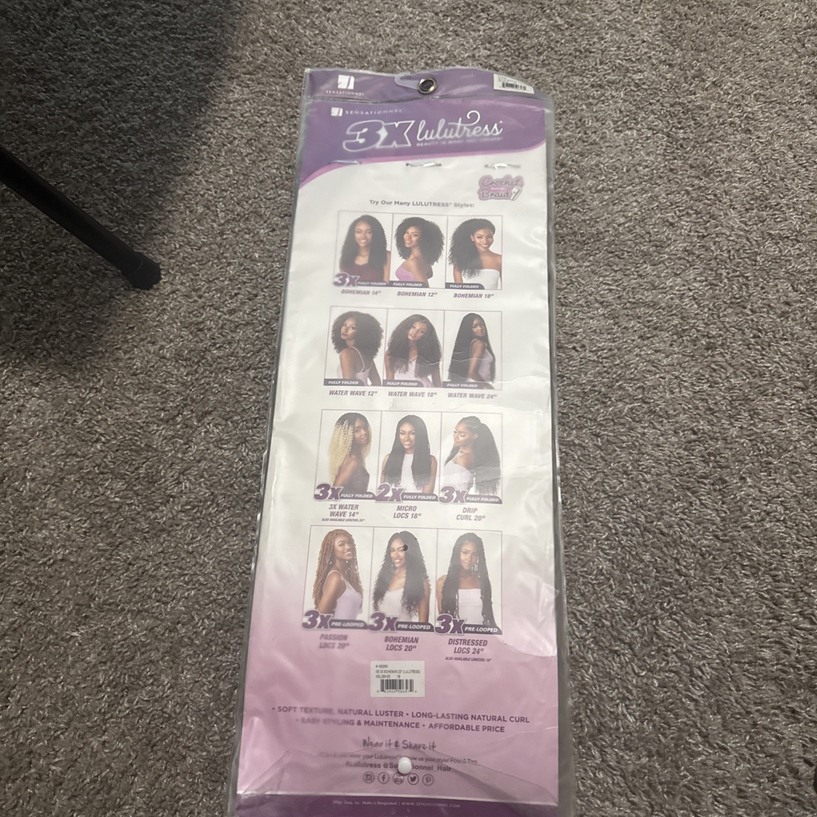 2- Synthetic Pre-Looped Crochet Braid LULUTRESS 3X Bohemian Twist20”