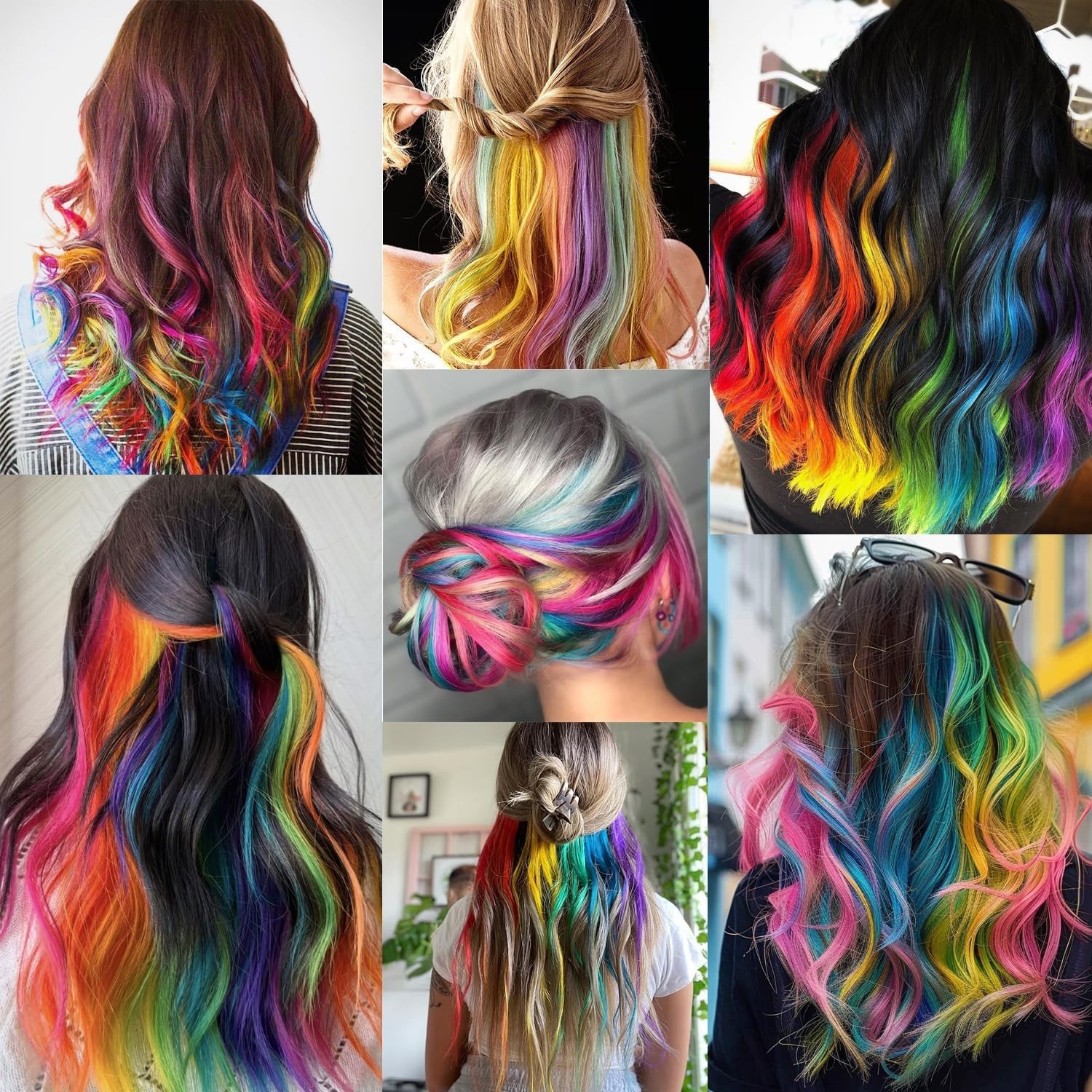 22 Inch Multi-Color Clip-In Synthetic Hair Extensions for Parties & Cosplay