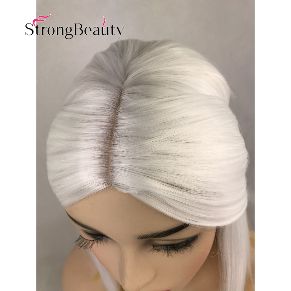 Short Straight Ombre White Yellow Wig Synthetic Hair Cosplay Anime Wigs