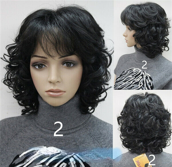 12 Inch Short Women Curly Wavy Bob Wig Fluffy Dark Blonde Hair Cosplay Casual US