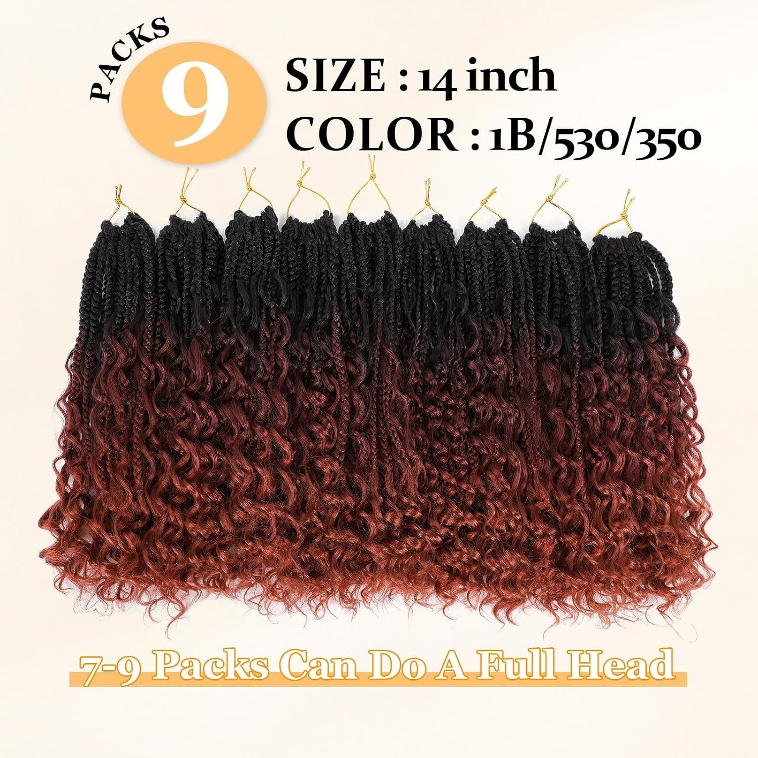 14 Inch Goddess Box Braids Crochet Hair Curly Ends 9 Packs Pre Looped Boho Cr…