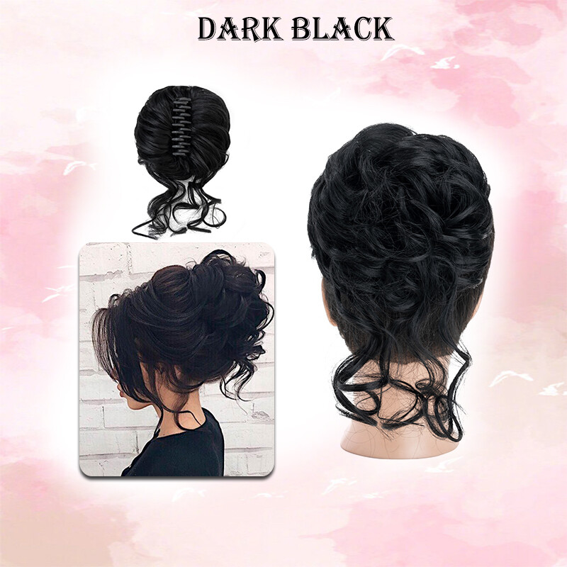 Real As Human Messy Bun Chignon Claw Clip in Hair Extensions Thick Scrunchie 65g