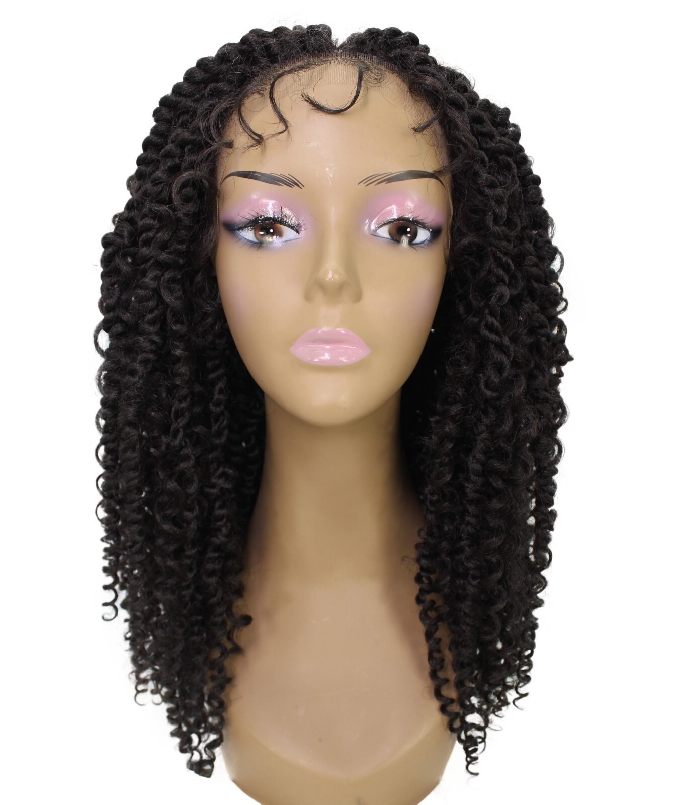 LUXLUXE Tierra Curly 19″ Long 4×4 Hand Tied Lace Braided Wig, BLB-0141