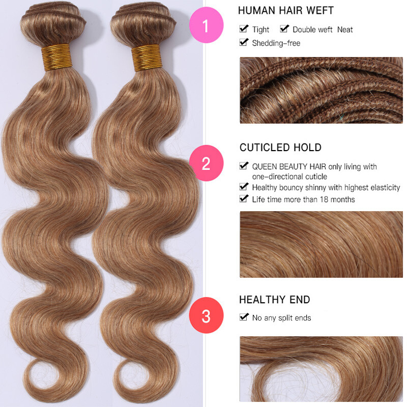 Peruvian Sew In Virgin Human Hair Extensions Weft Weave 3Bundles/300G BLONDE US