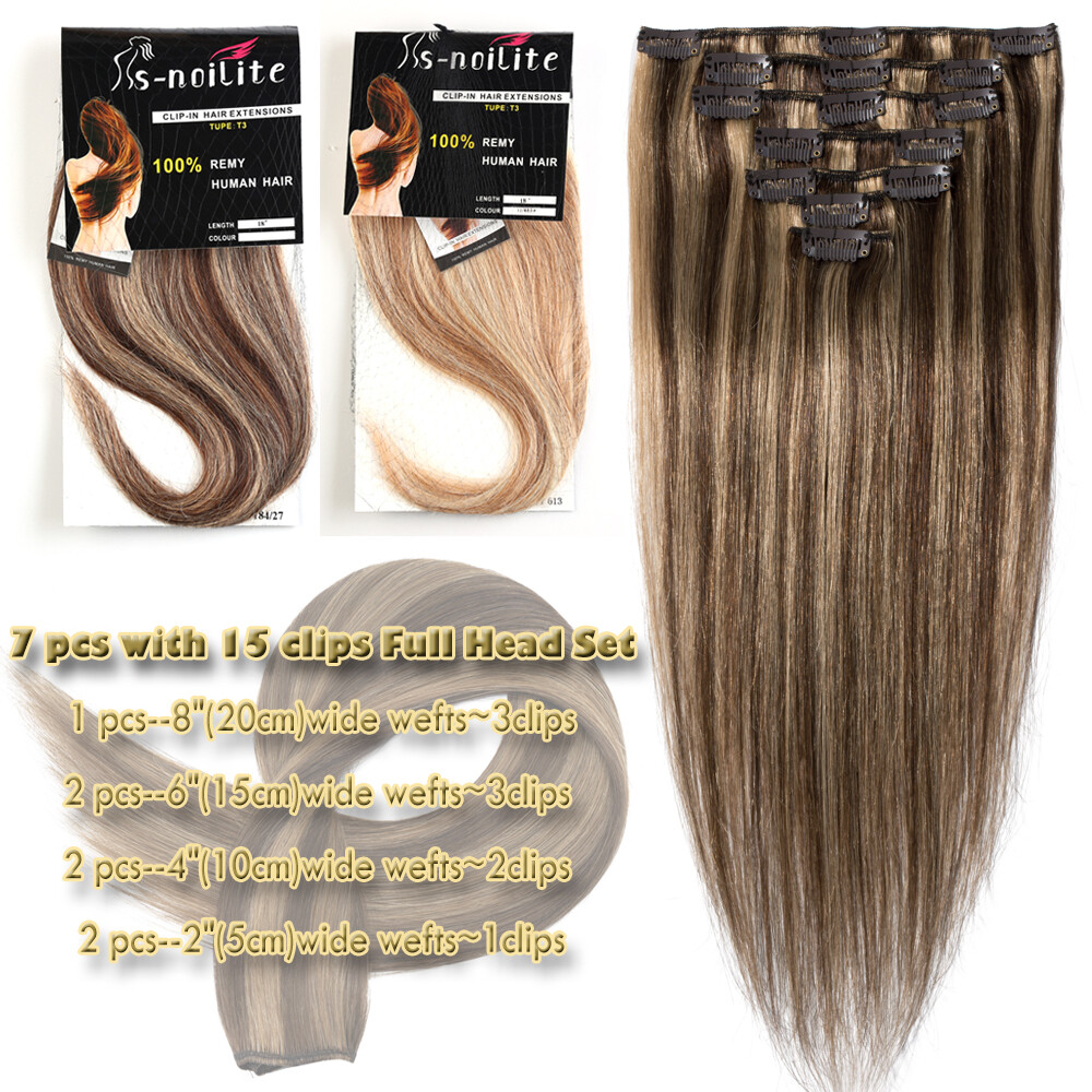 100% Human Hair Extensions Clip In Real Remy Hair Extensions Full Head CLEARANCE
