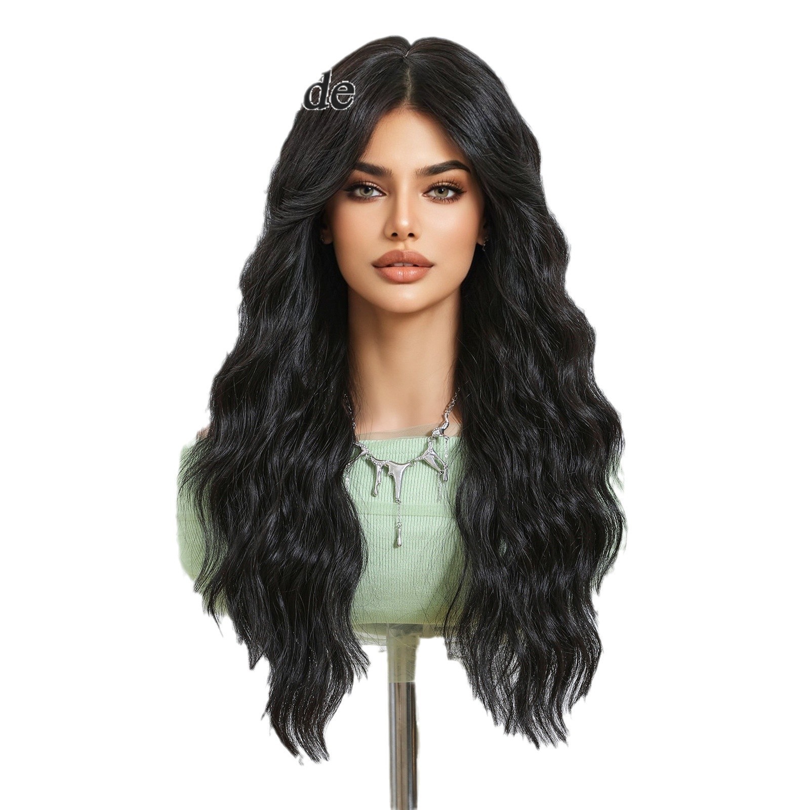 Water Wave Long Curly Full Wig With Bangs Simulated Human Hair For 1/3 1/4 1/6