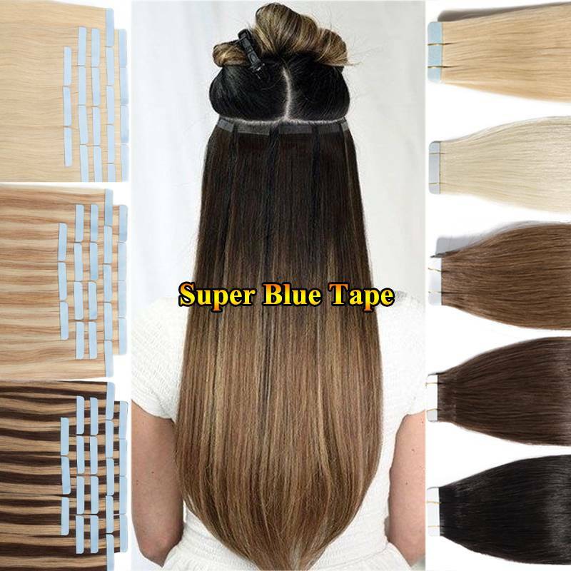 12″-24″ Remy Long Tape In Human Hair Extensions Skin Weft Invisible hairpiece US